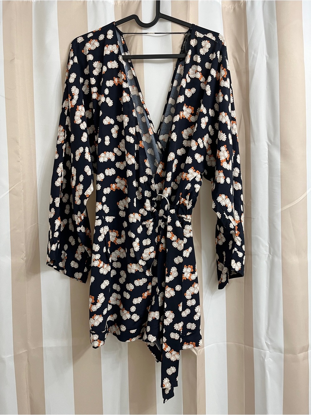 Super cute black / flowers kimono style one piece jumper shorts.